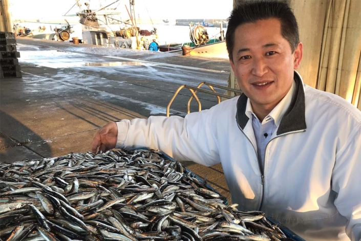 山口県漁協湊魚市場にて（2018年3月）